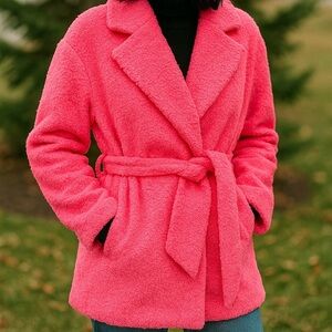 ASOS COLLUSION Vibrant Pink Teddy Jacket Size 2